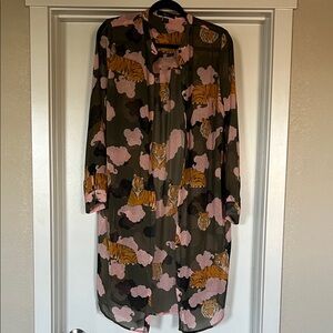 Ellos Green and Pink Tiger Print Blouse